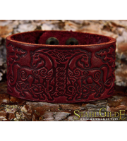 Leather Bracelet Cuff Wristband Horses Celtic Knotwork Talisman Amulet Carving Leather